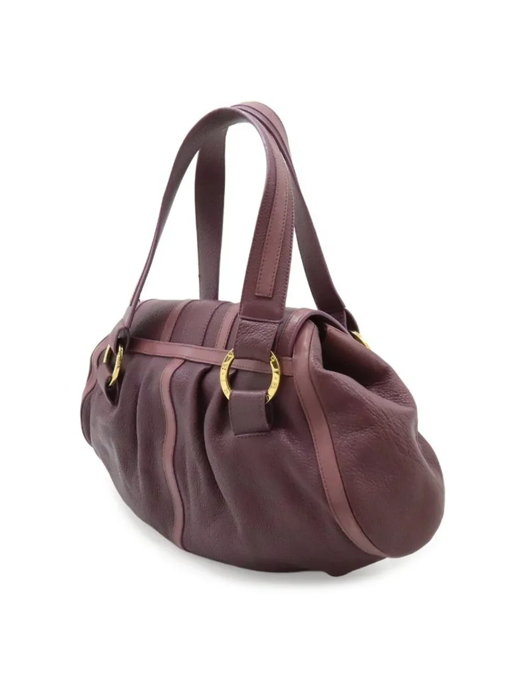 Bvlgari Shoulder Bag Leather Purple Gold